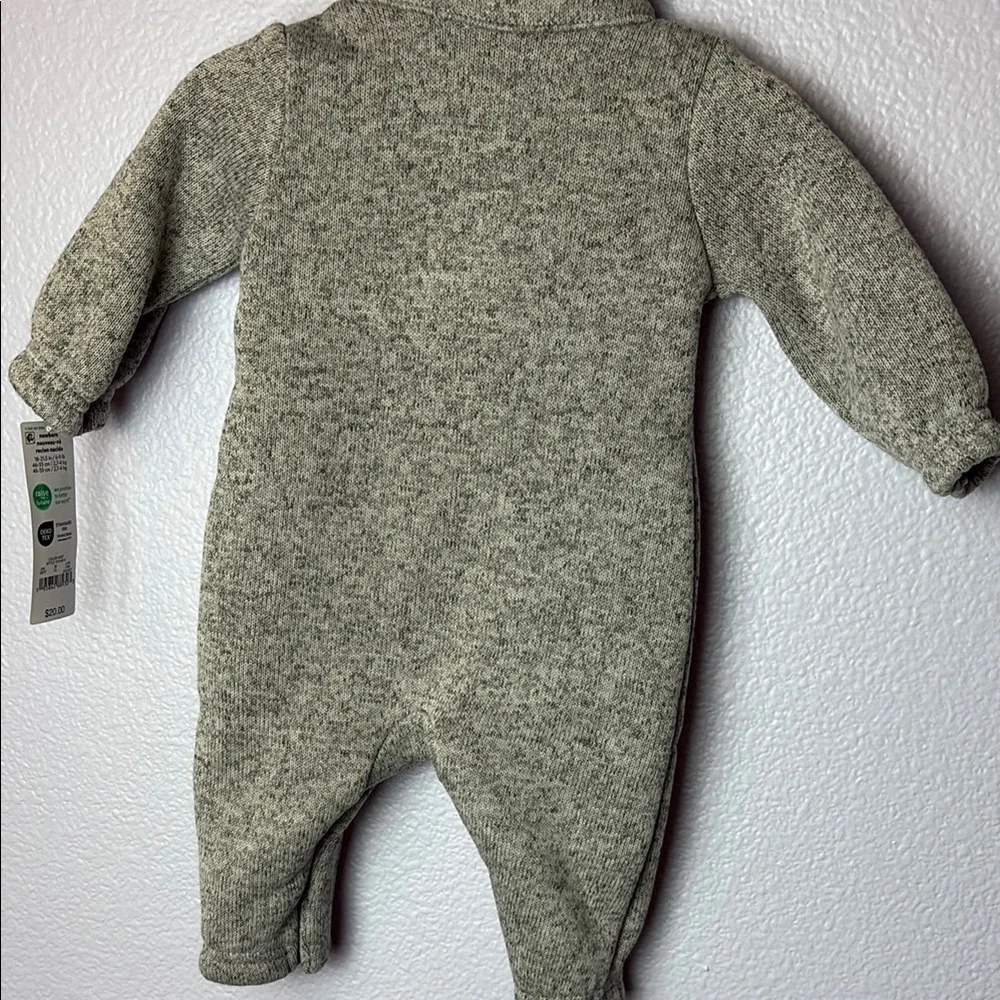 Carter's Gray Bunting One Piece with Mock Neck Henley Fleece Lined Collar